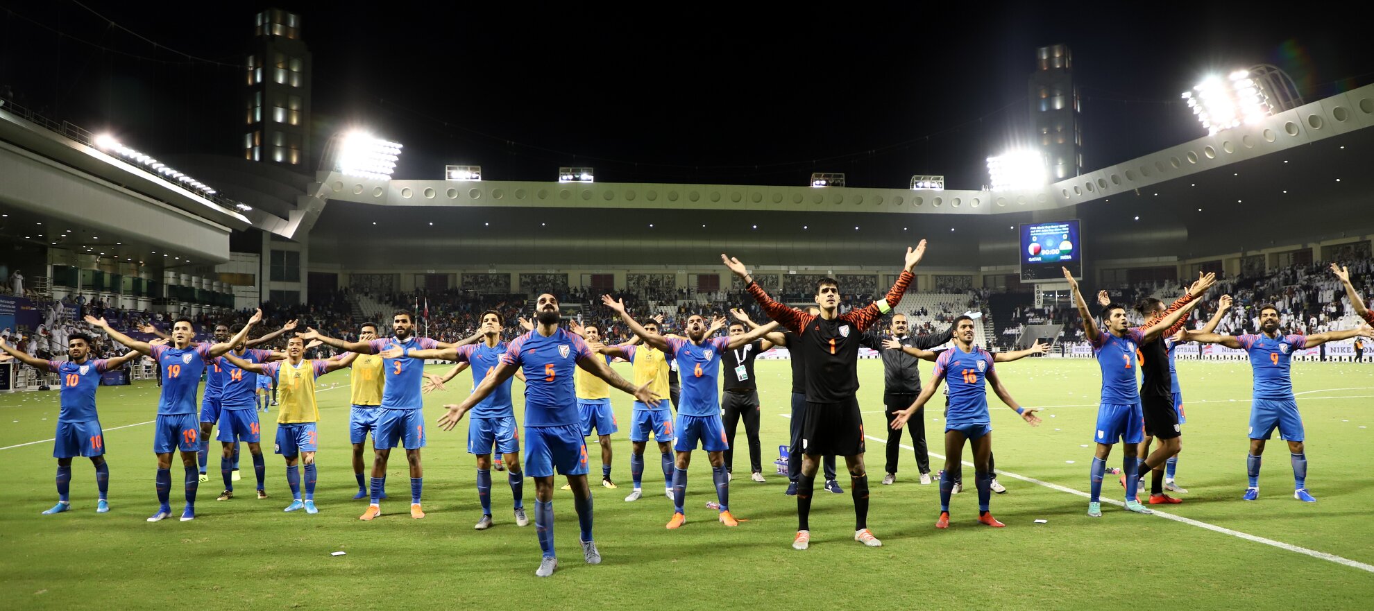 फीफा फुटबॉल Indian Football Team after draw against Qatar in Doha