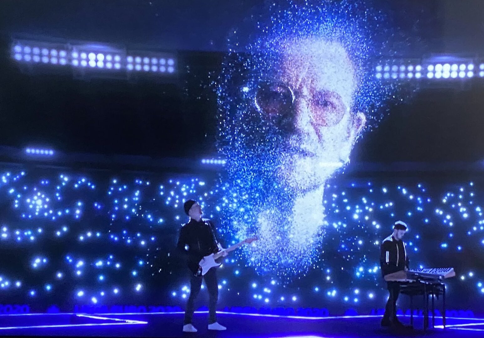 Bono appears as The Edge (left) and Martin Garrix (right)