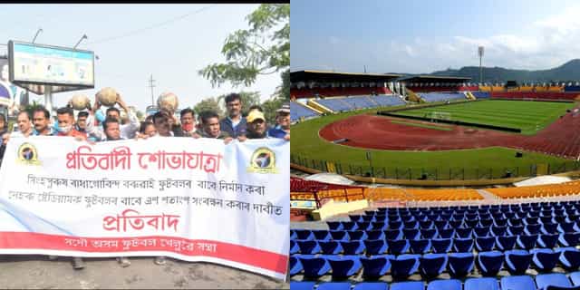 Footballers take to streets in Guwahati to protest lack of grounds