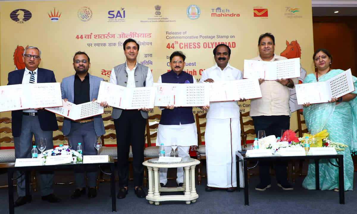GOI unveils special stamp ahead of 44th Chess Olympiad