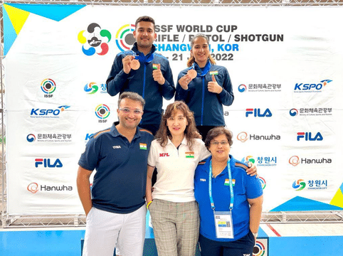 Pair of Rhythm and Anish grabs Bronze at ISSF World Cup
