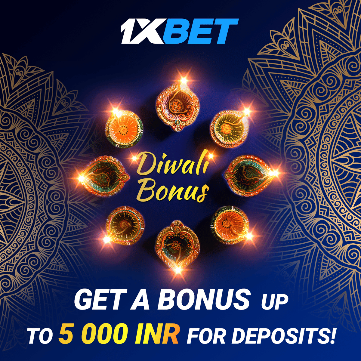 Special Diwali Bonus of up to 5,000 INR at 1xBet