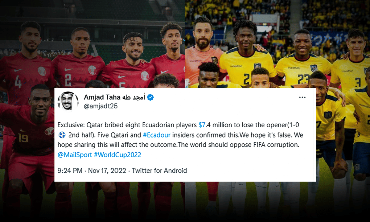 Reports: Qatar allegedly bribed eight Ecuadorian players $7.4 million to lose FIFA World Cup opener