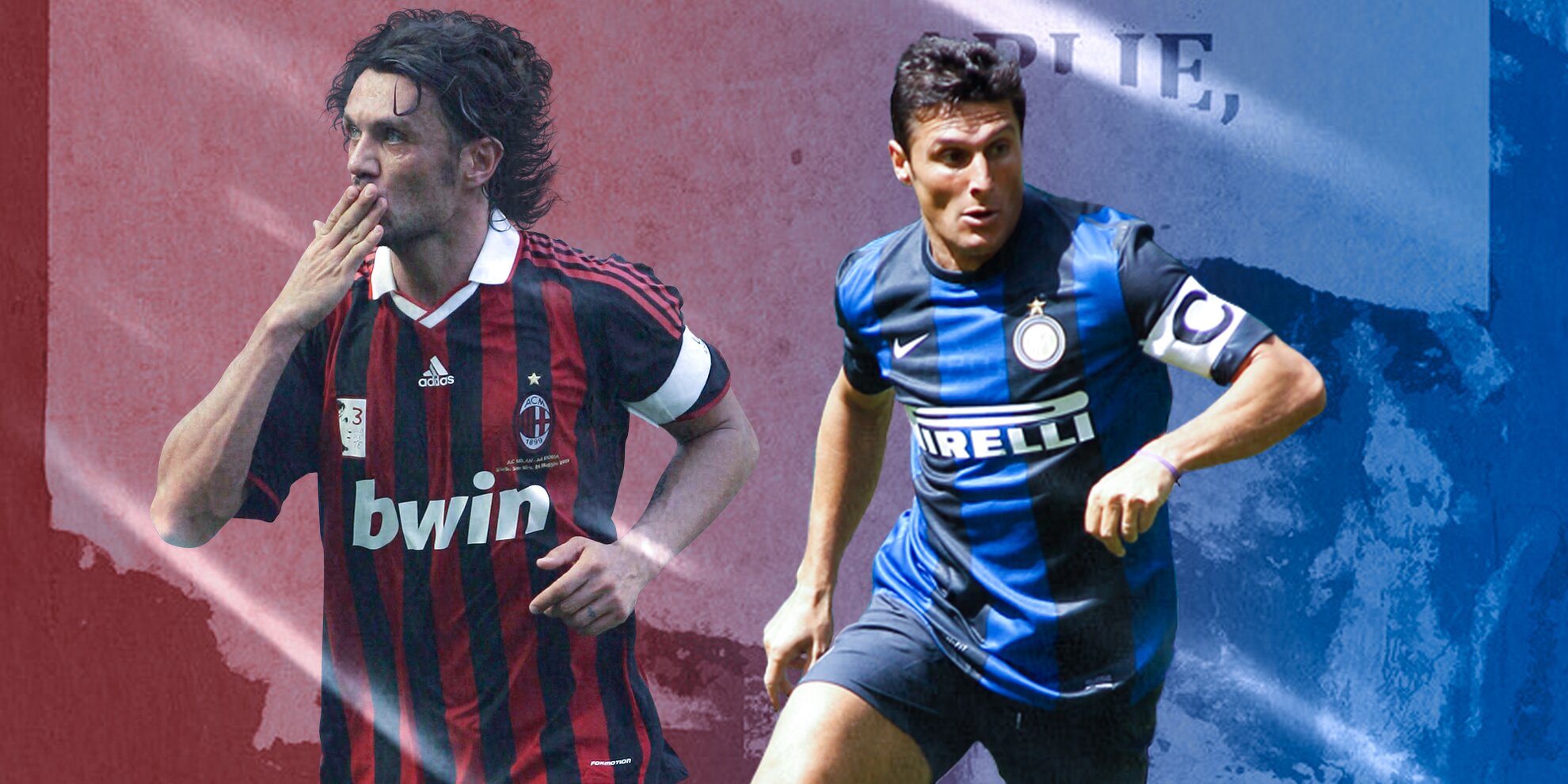 Top 10 players with most appearances in Milan Derby Javier Zanetti (inter milan) and paolo maldini (ac milan) 1x1
