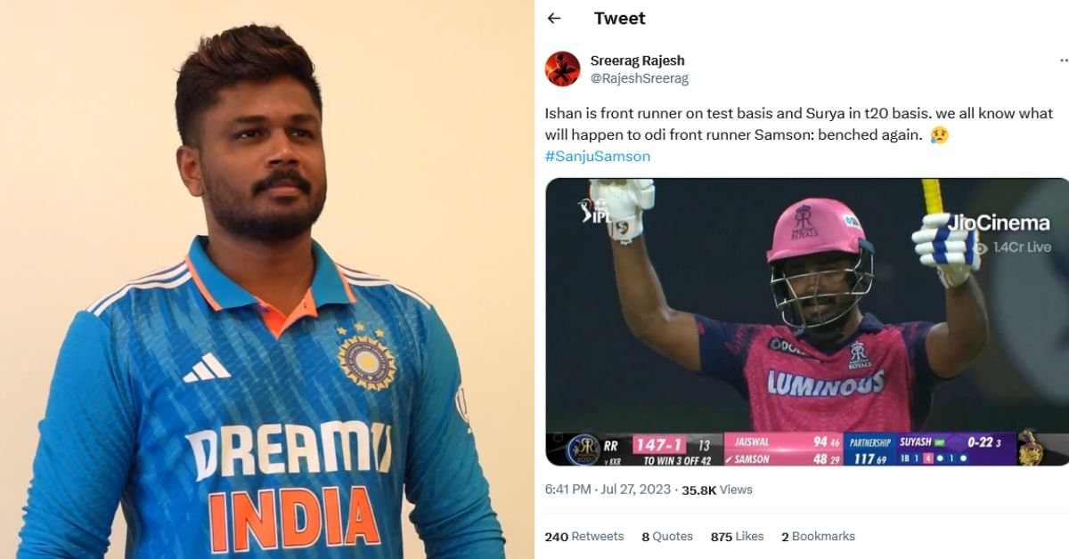 Fans demand justice for Sanju Samson as he doesn't get picked in India playing XI for first ODI vs WI