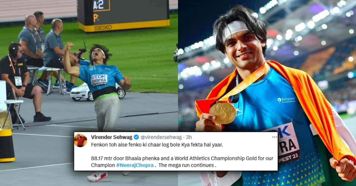 From Sehwag to Harbhajan, cricketers react as Neeraj Chopra wins Gold at World Athletics Championships 2023