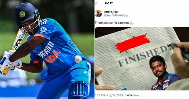 "Finished" Twitter slams Sanju Samson as he flops once again with the bat in 5th T20I vs WI