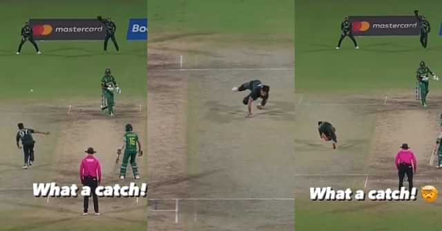 Watch: Haris Rauf takes an outstanding reflex catch to dismiss Lungi Ngidi in a tight PAK vs SA match in Chennai