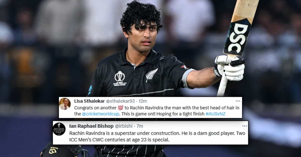 Twitter reacts as youngster Rachin Ravindra brings up his 2nd 100 of the ICC Cricket World Cup 2023; Smashes 77-ball ton against Australia