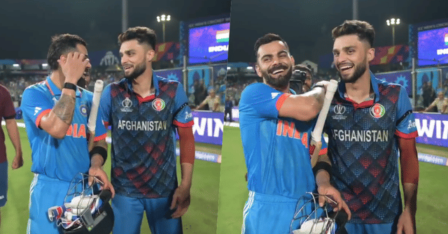 Watch: Virat Kohli, Naveen Ul Haq hug again after end of IND vs AFG WC match in Delhi