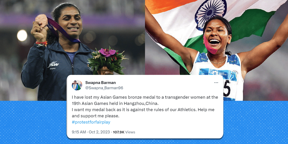 Asian Games 2023: Swapna Barman alleges she lost bronze medal to transgender athlete, deletes tweet later