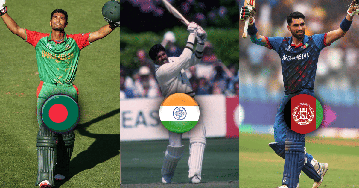 First batsman from each country to hit a century (100) in ICC Cricket World Cup