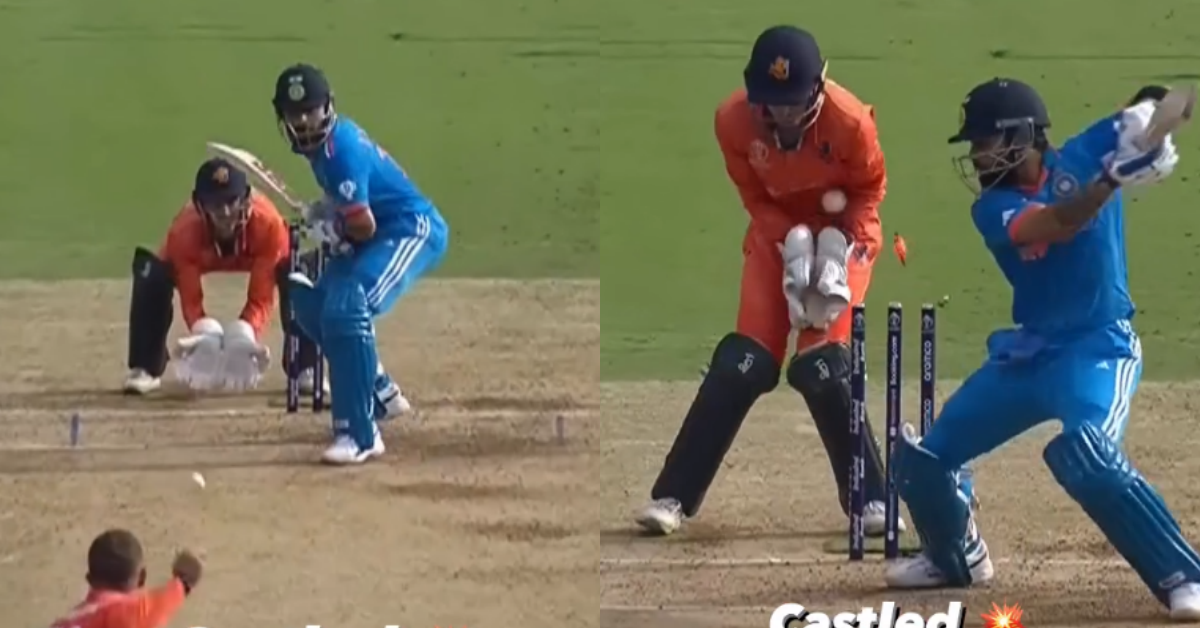 IND vs NED: Watch - Roelof Van der Merwe castles Virat Kohli right ...