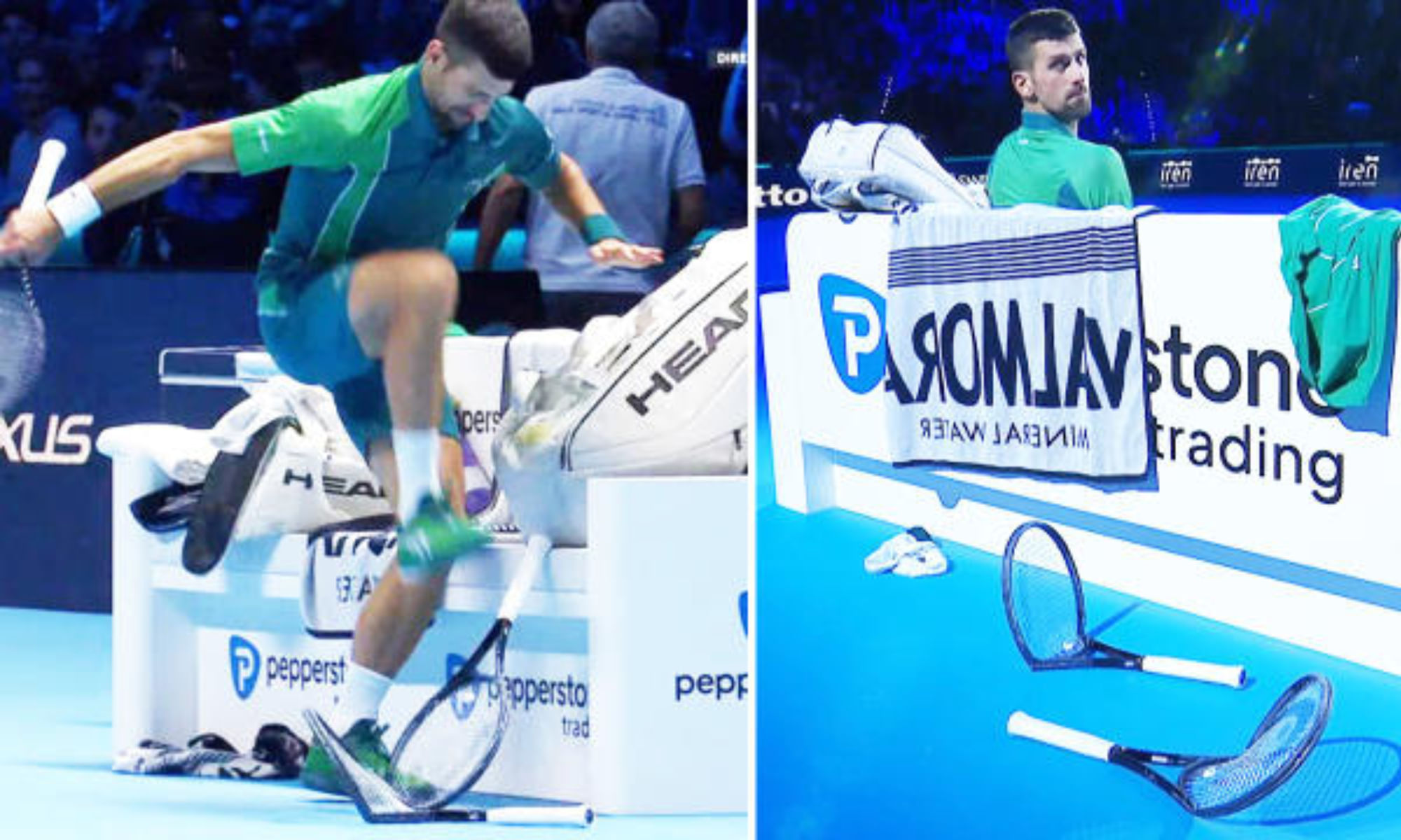 Watch: Novak Djokovic smashes his racquets in frustration during ATP Finals 2023 clash against Holger Rune