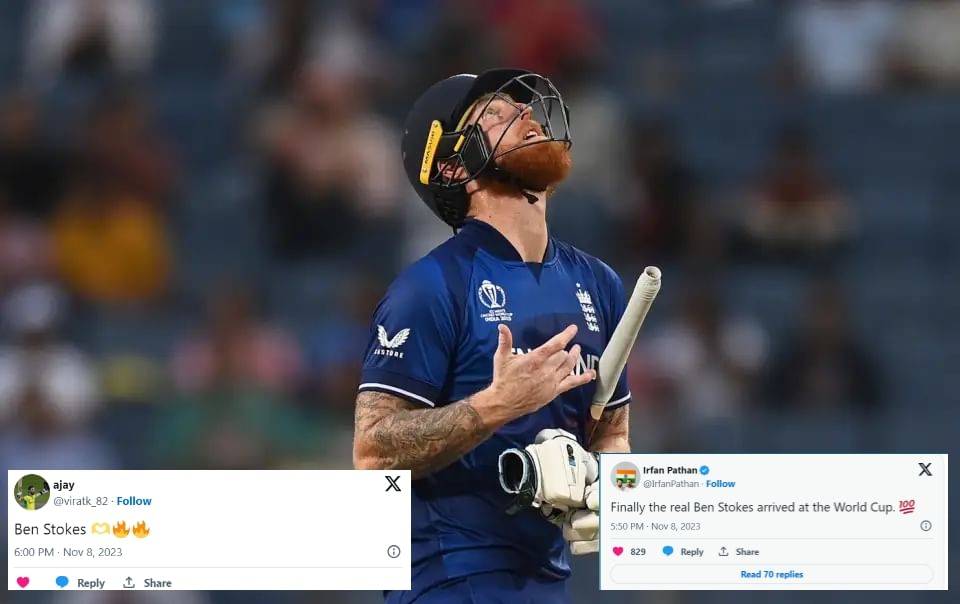 Twitter reacts as Ben Stokes slams his first ever World Cup hundred