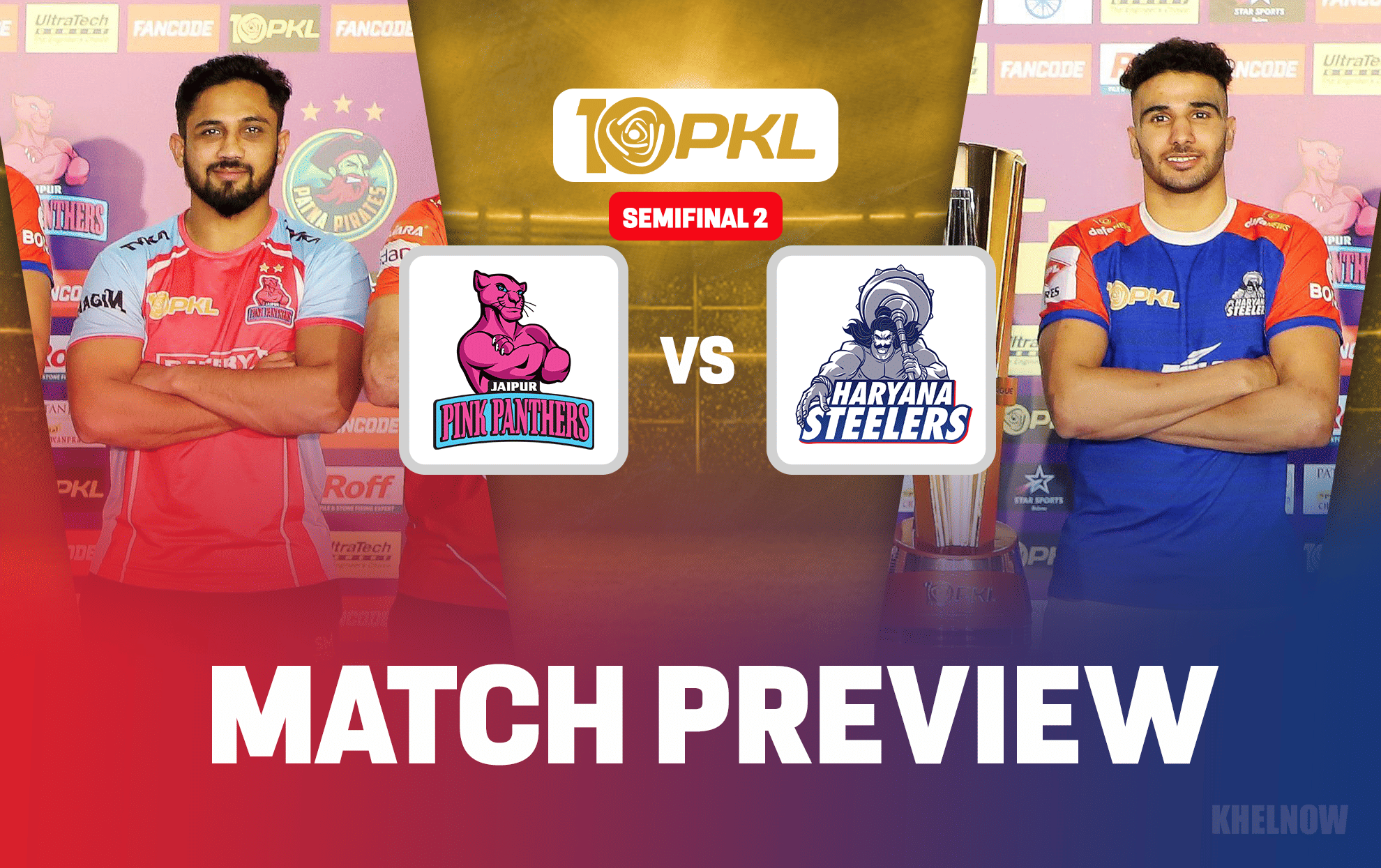 PKL 10 सेमीफाइनल 2: जयपुर पिंक पैंथर्स vs हरियाणा स्टीलर्स मैच प्रीव्यू, स्टार्टिंग सेवन और हेड टू हेड आंकड़े