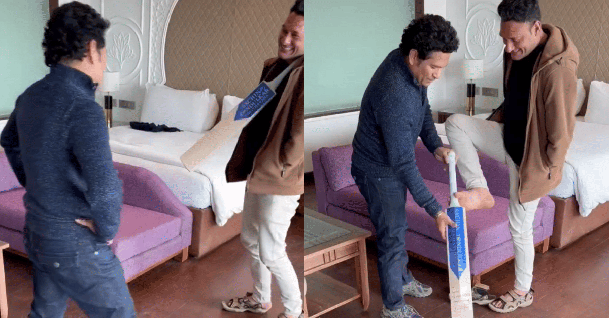 [Watch] Sachin Tendulkar meets para cricketer Amir Lone, gifts him his bat