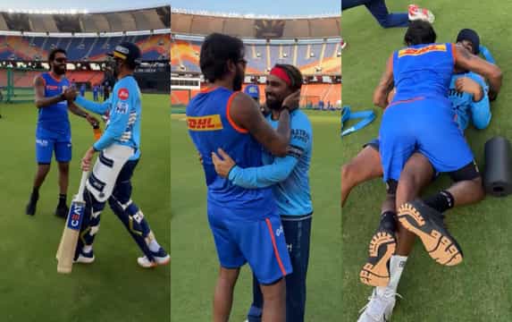 [Watch] Hardik Pandya reunites with former teammates before GT vs MI IPL 2024 clash