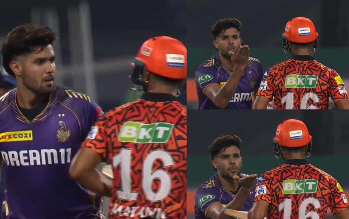[Watch] KKR's Harshit Rana blows a kiss to send off SRH opener Mayank Agarwal in third match of IPL 2024