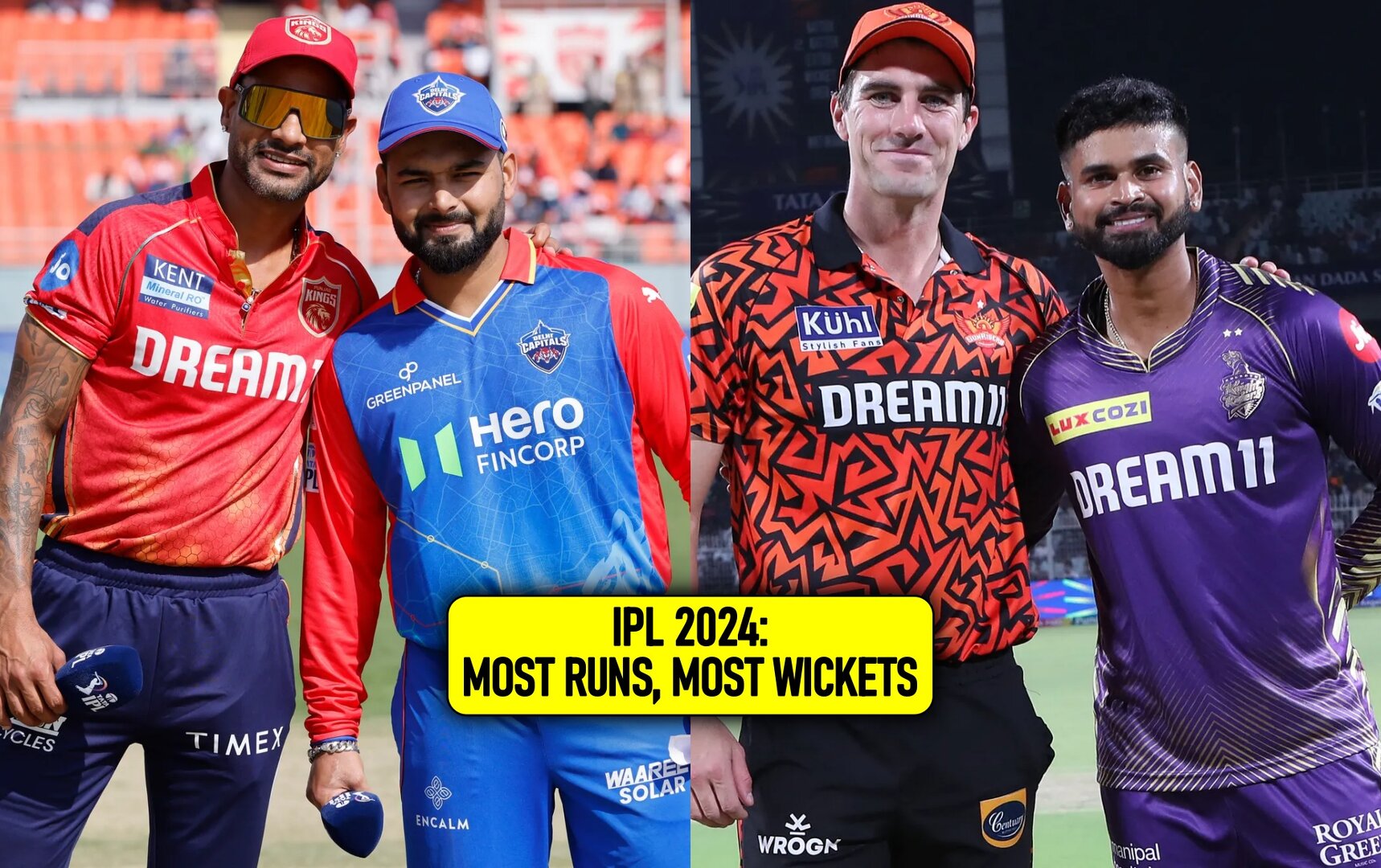 IPL 2024 Most runs, most wickets after match 2 & 3, PBKS vs DC & KKR