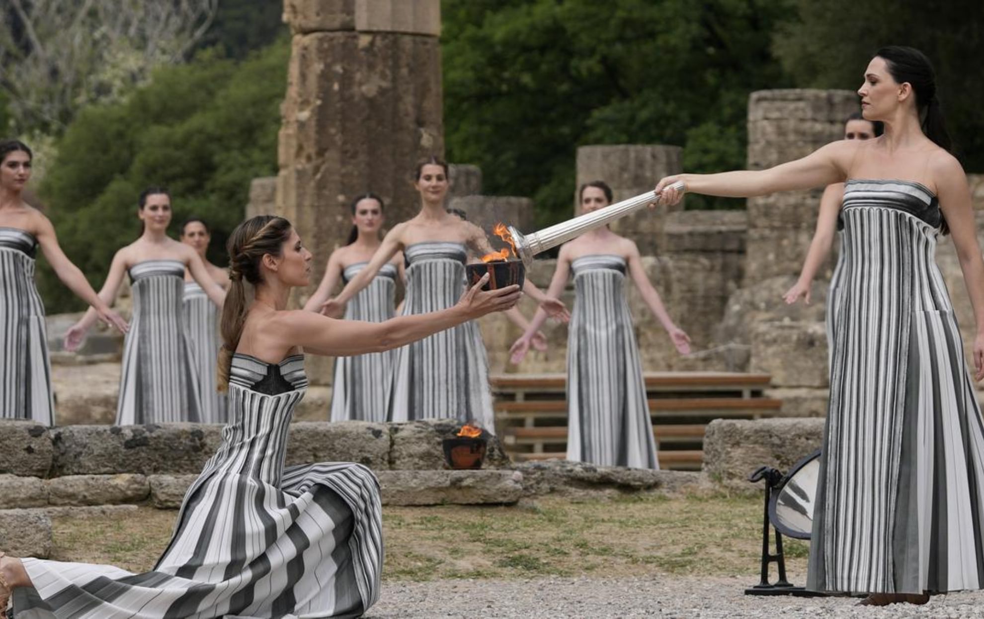 Paris Olympics 2024 Olympic torch lit in Greece's ancient Olympia