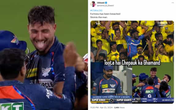 "Toota Hai Chennai Ka Ghamand" Twitter reacts as Marcus Stoinis guides LSG to a win over CSK with 124*