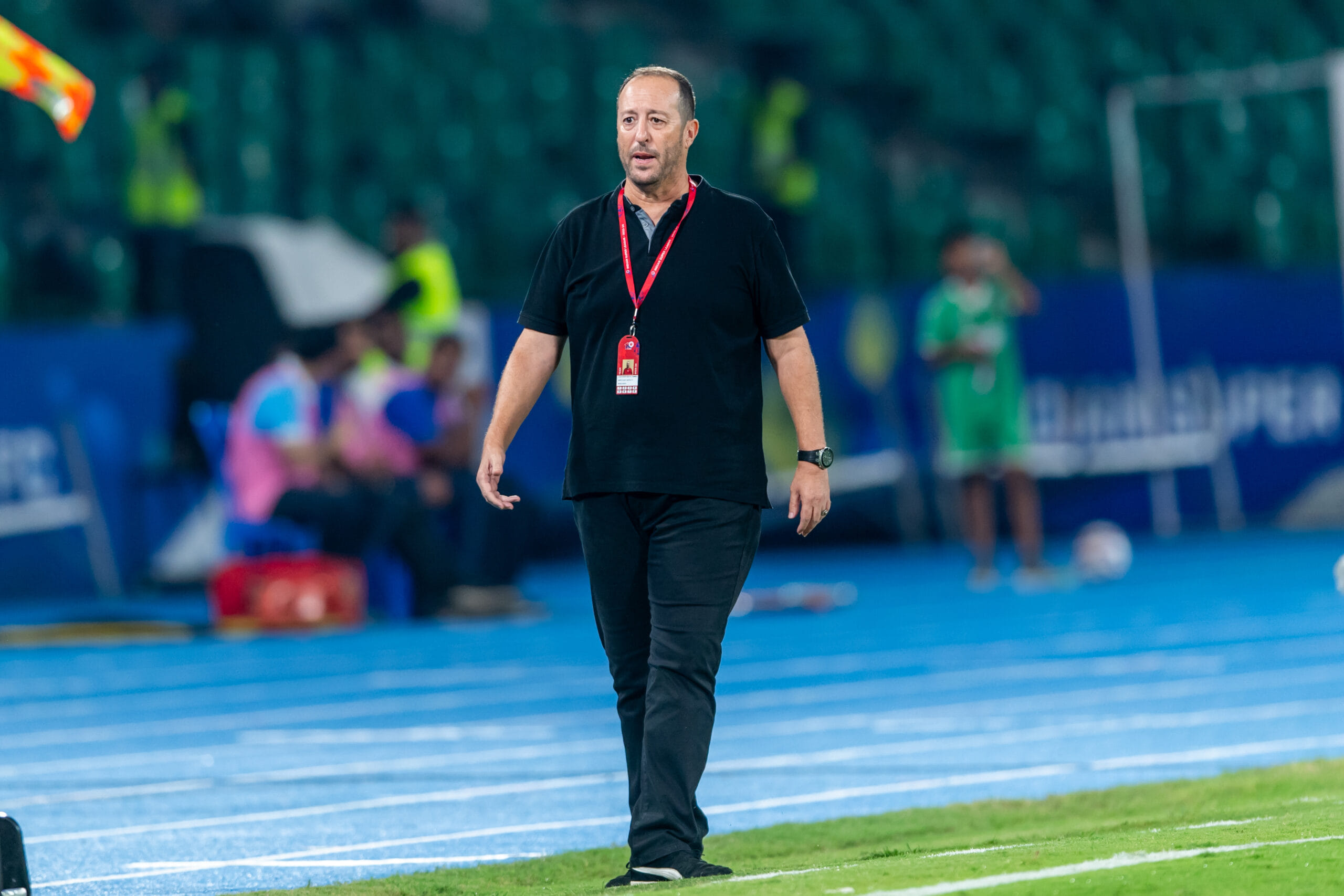 NorthEast United FC head coach Juan Pedro Benali suffers a tragic incident sustaining minor injuries