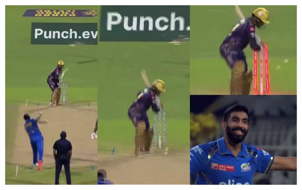 [Watch] Jasprit Bumrah deceives Sunil Narine with a beautiful in-swinging yorker to dismiss him for a golden duck