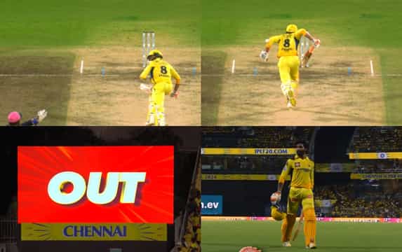 [Watch] Ravindra Jadeja given out 'obstructing the field' in CSK vs RR IPL 2024 match