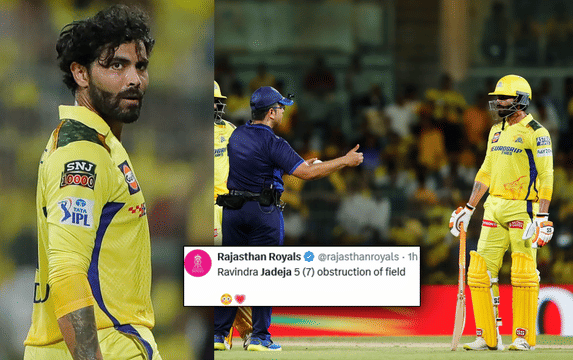 CSK vs RR: Twitter reacts as Ravindra Jadeja becomes 3rd cricketer to be given out 'obstructing the field' in the IPL