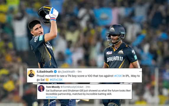 "Way to go.." Twitter erupts as GT openers Shubman Gill and Sai Sudharsan hammer 100s against CSK