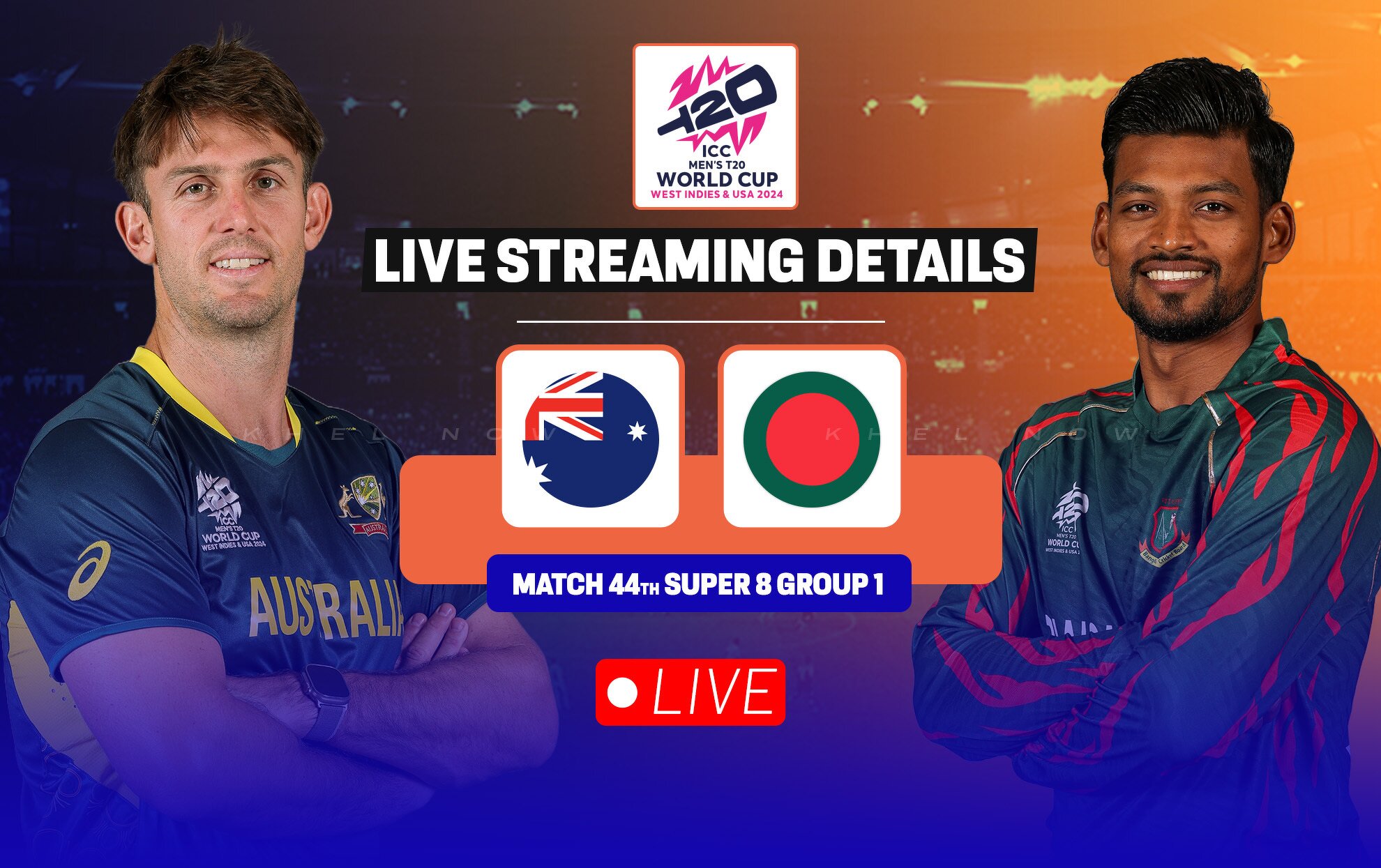 AUS vs BAN Live streaming details, when and where to watch match 44 of