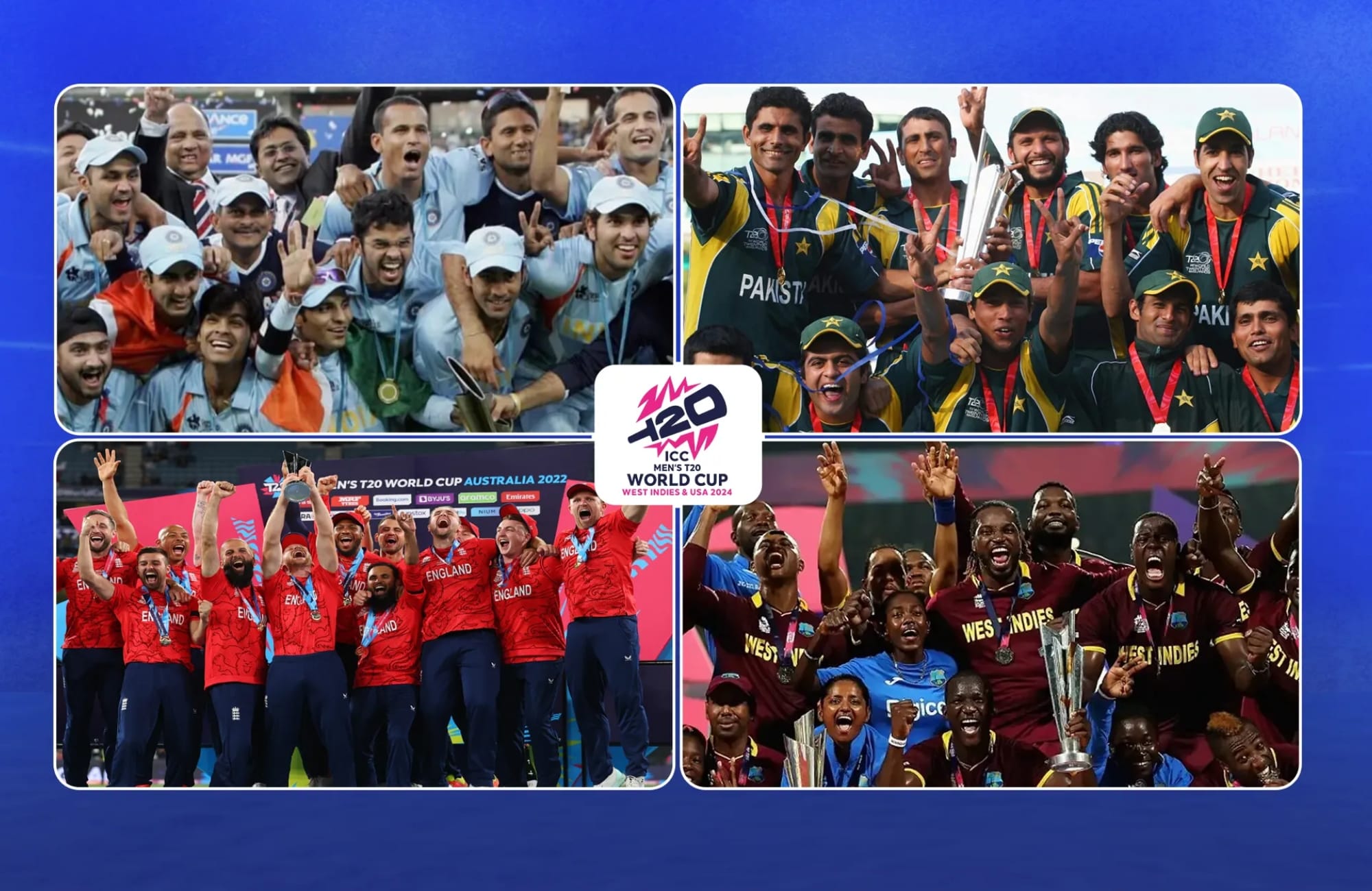 टी20 वर्ल्ड कप का खिताब जीतने वाली सभी टीमों की लिस्ट