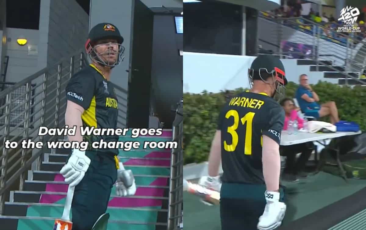 [Watch] David Warner hilariously forgets Australian dressing room and starts to walk into Oman's dressing room after getting out