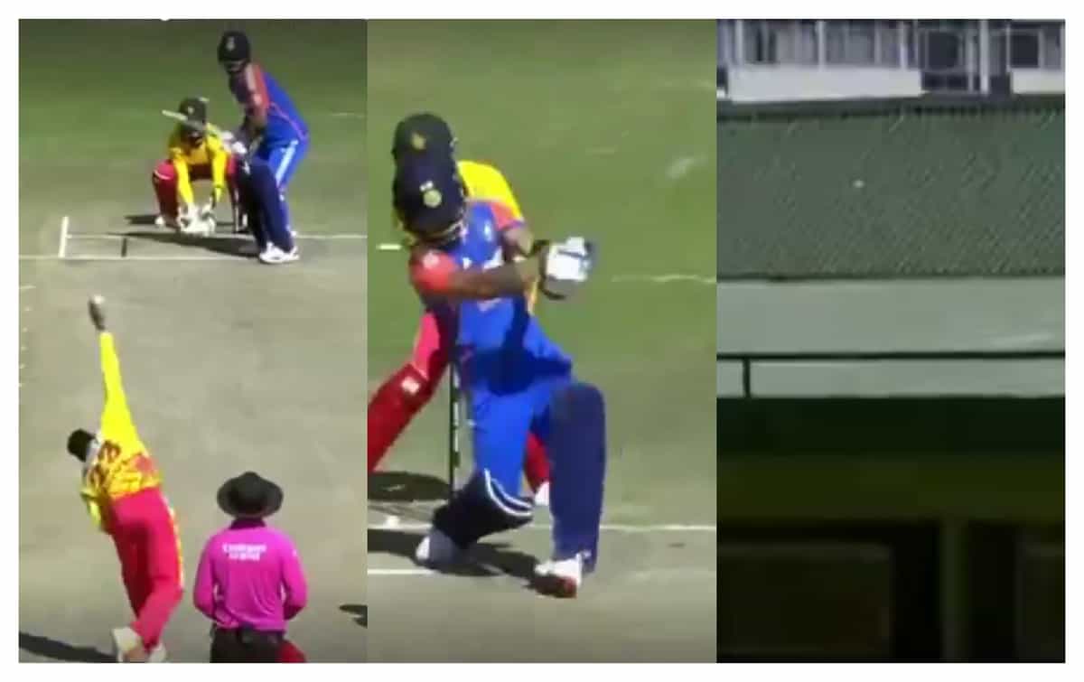 [Watch] Riyan Parag shows brutal power, smashes 107m six in ZIM vs IND 5th T20I
