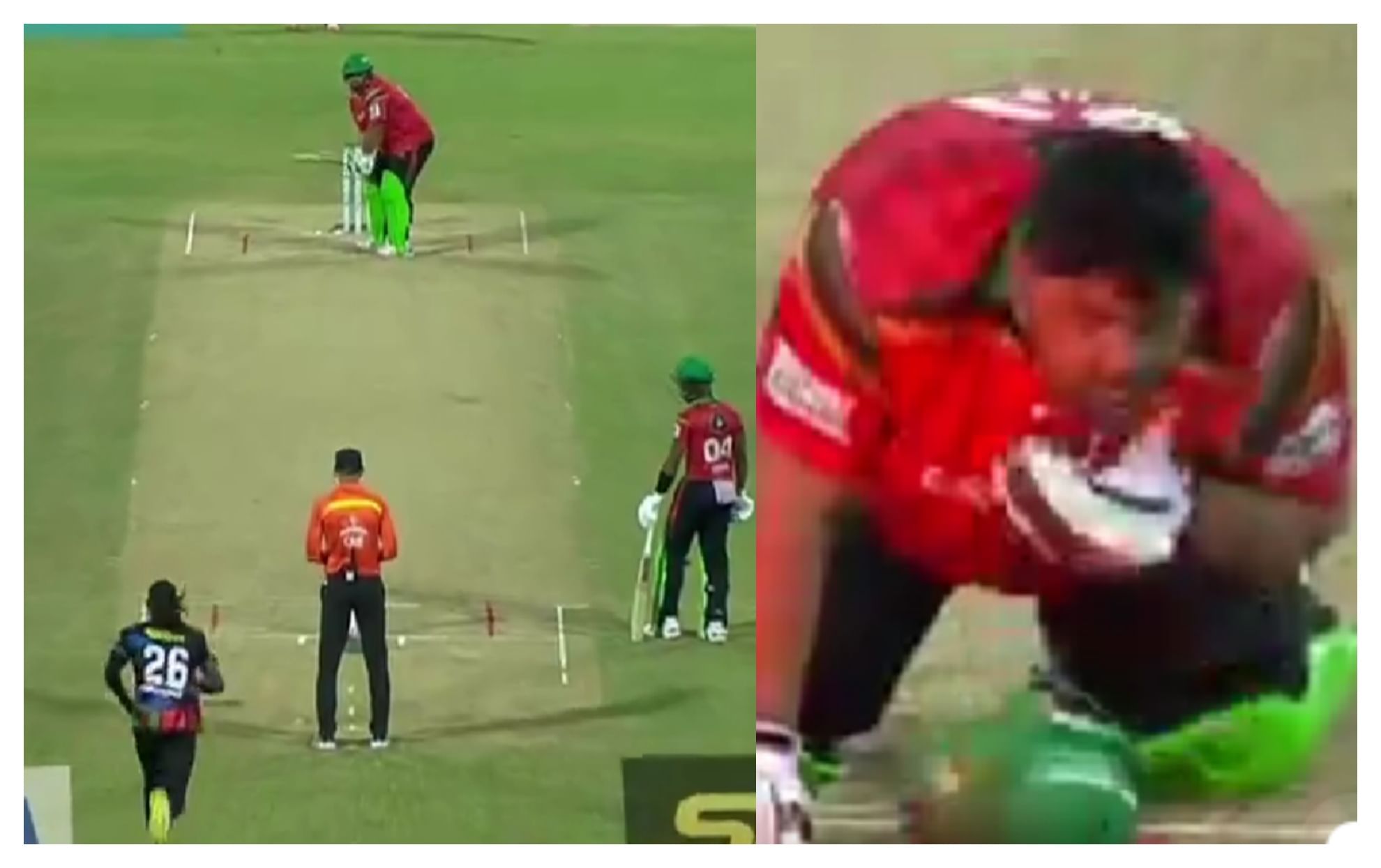 [Watch] Azam Khan gets bowled in a bizarre way after ball hits his neck in CPL 2024