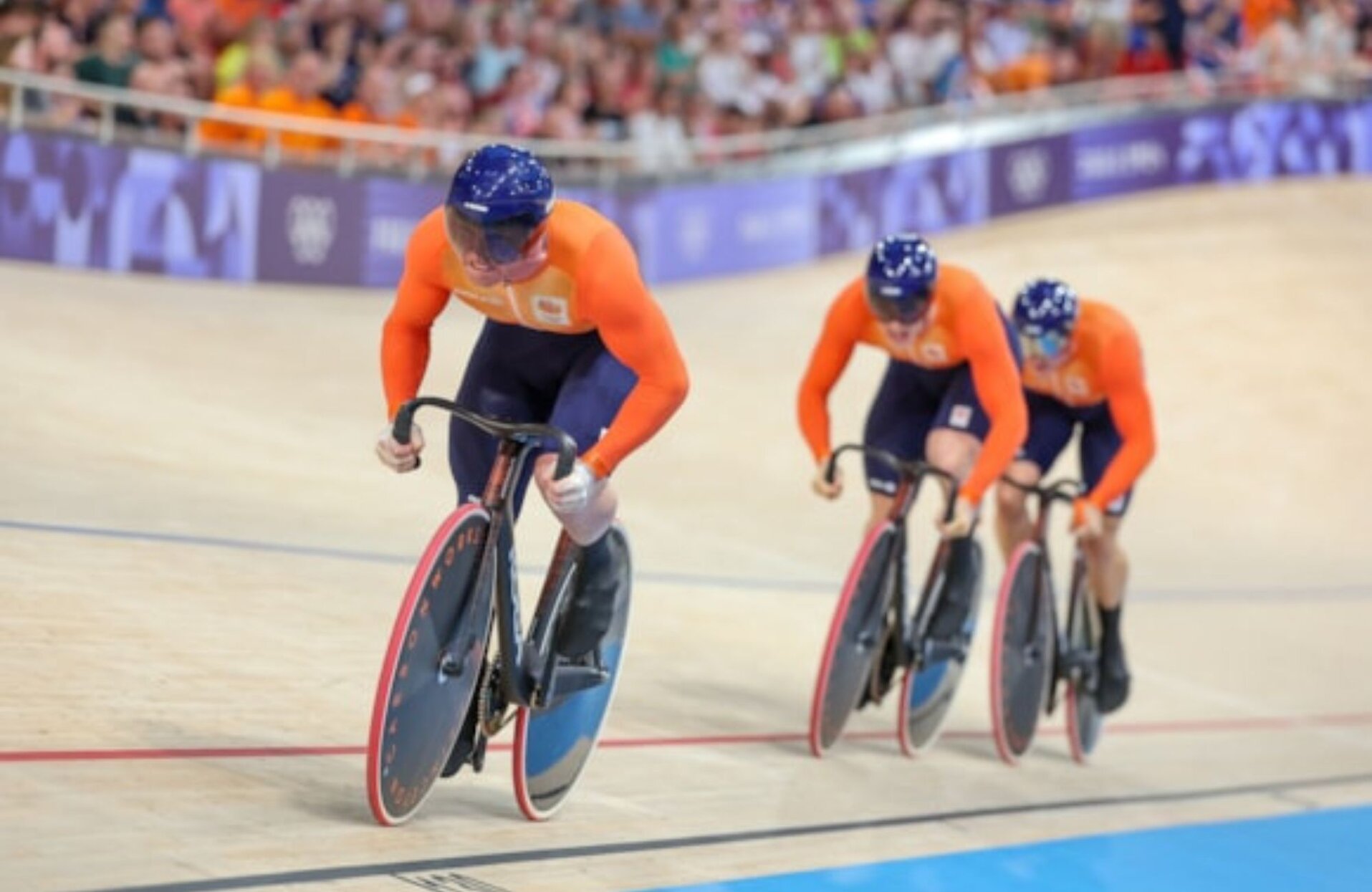 Nederland wint goud bij het sprintwielrennen heren