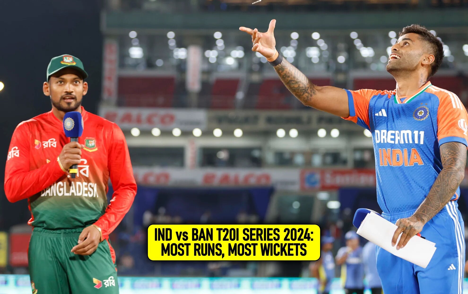 IND vs BAN 2024 Most runs, most wickets after 2nd T20I, Delhi