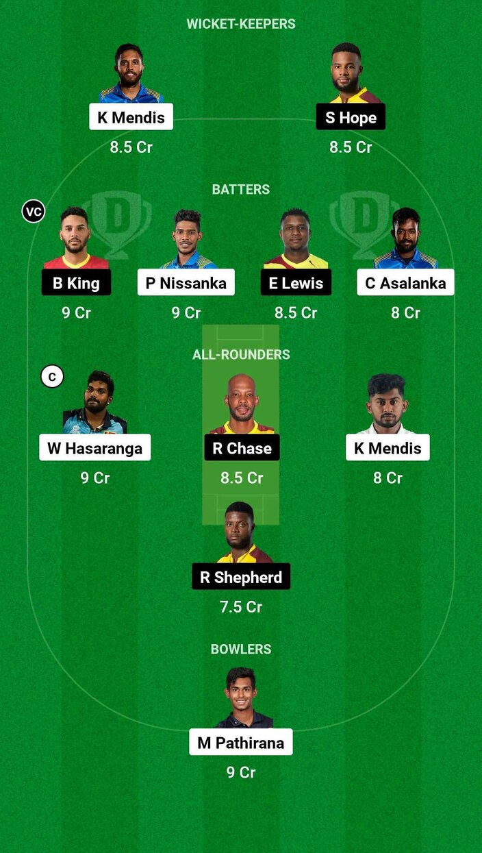 Sl Vs Wi Dream11 Prediction Dream11 Playing Xi Today Match 2 Sri