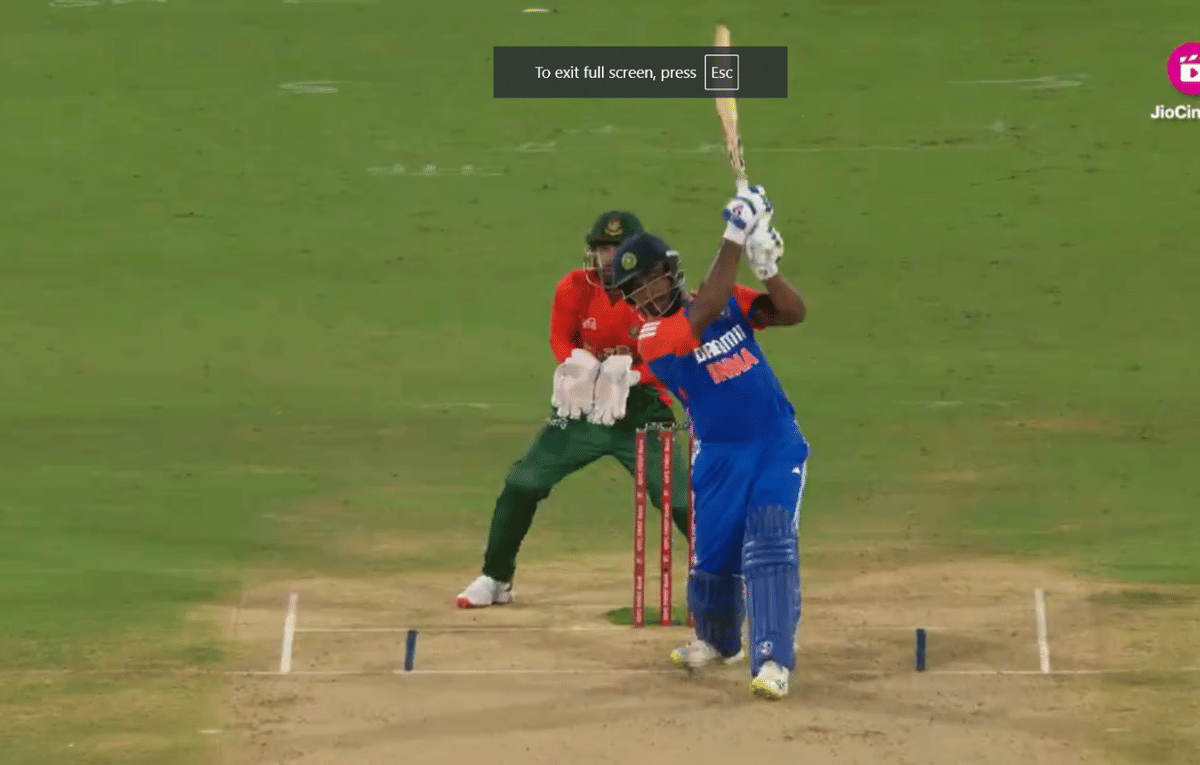 [Watch] Sanju Samson hammers five consecutive sixes against Rishad Hossain during 3rd T20I in Hyderabad