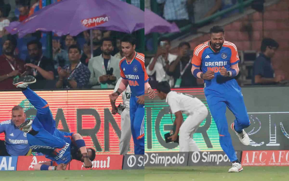 [Watch] Hardik Pandya's acrobatic catch to send back Rishad Hossain in 2nd IND vs BAN T20I