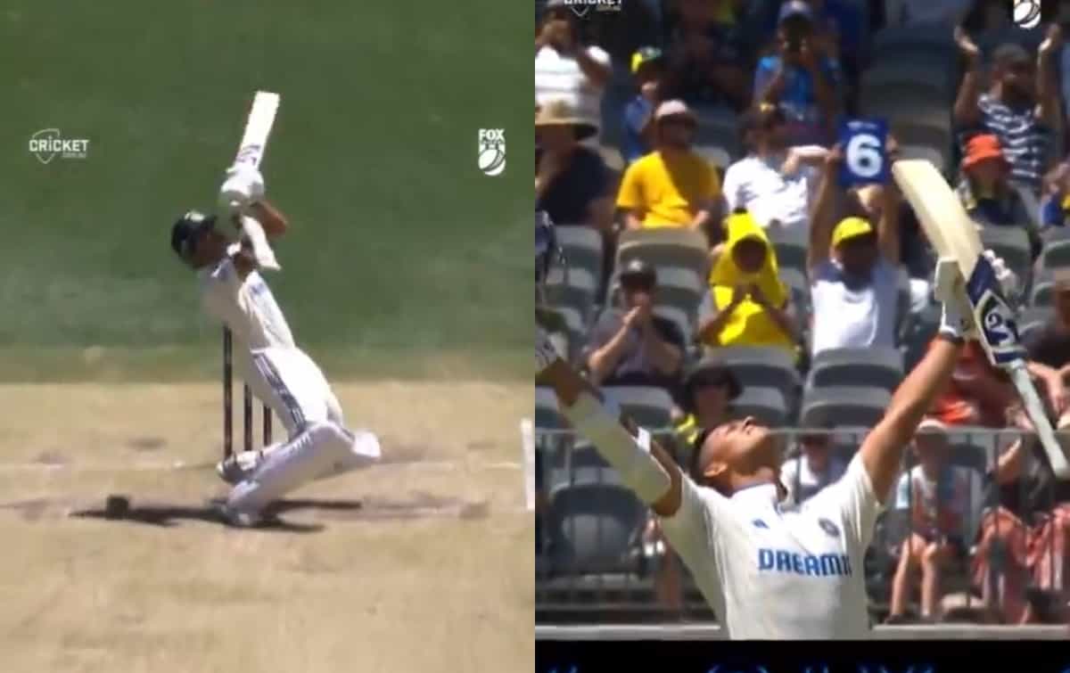 BGT 2024-25 [Watch] Yashasvi Jaiswal uppercuts Josh Hazlewood for a six to bring up his century in Perth