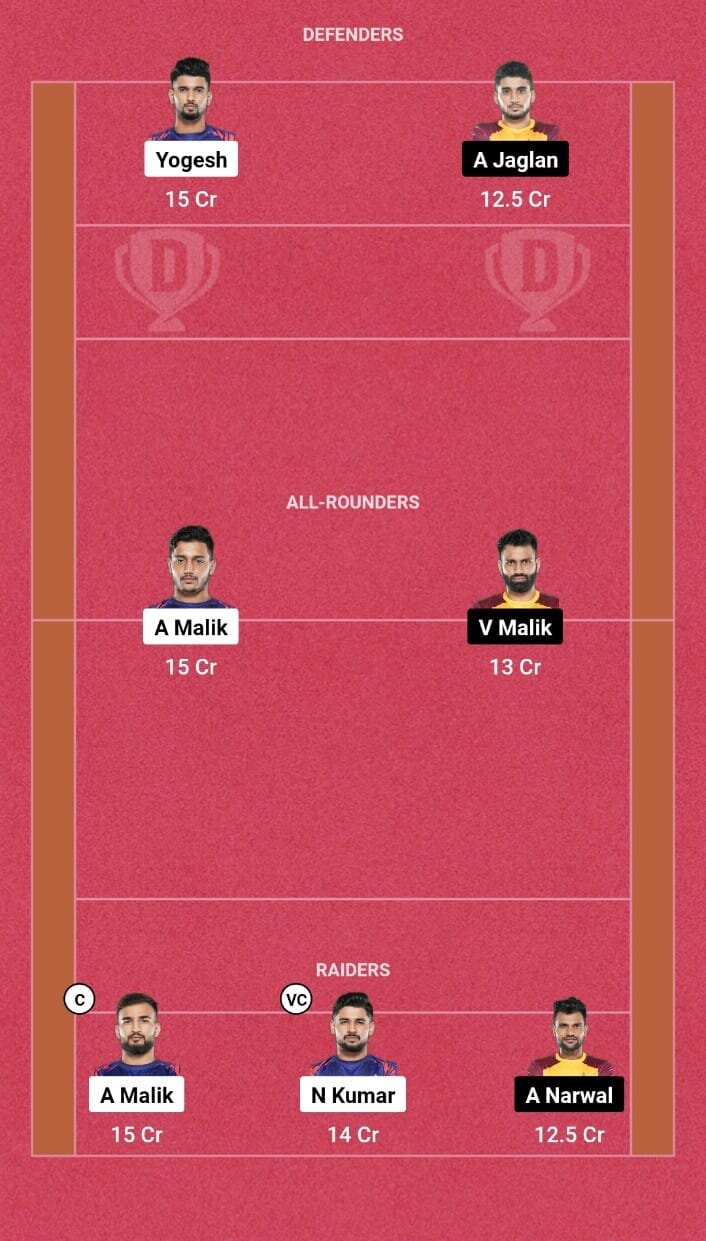 DEL vs TEL Dream11 Team