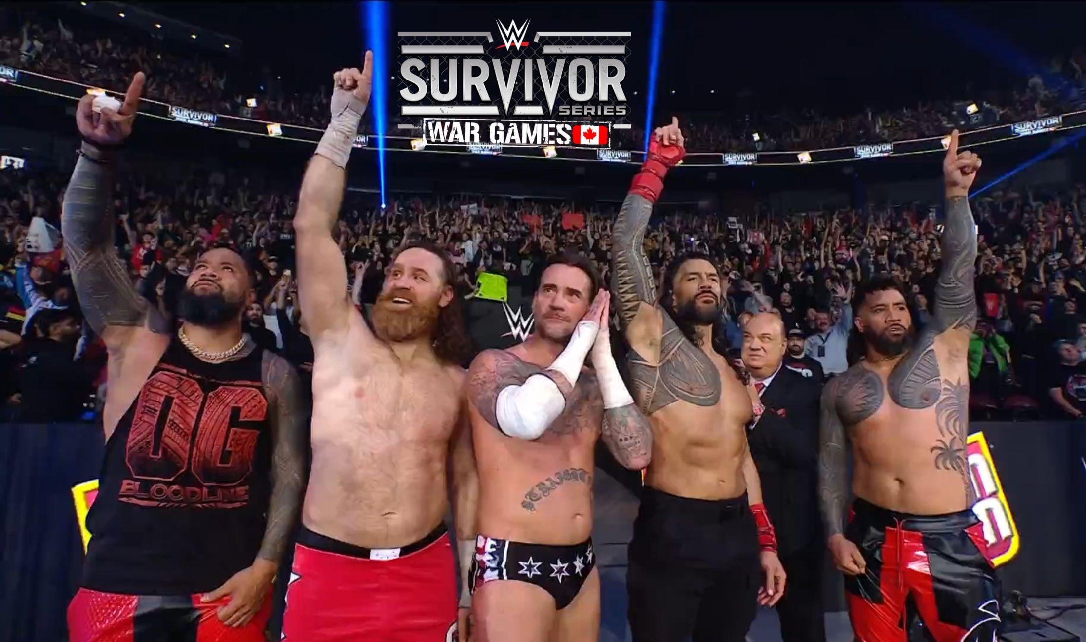 WWE Survivor Series WarGames 2024 Results & Winners Roman Reigns pins