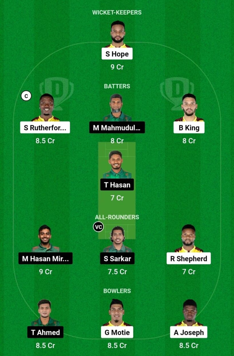 WI vs BAN Dream11 Prediction Today Match 2 West Indies vs Bangladesh