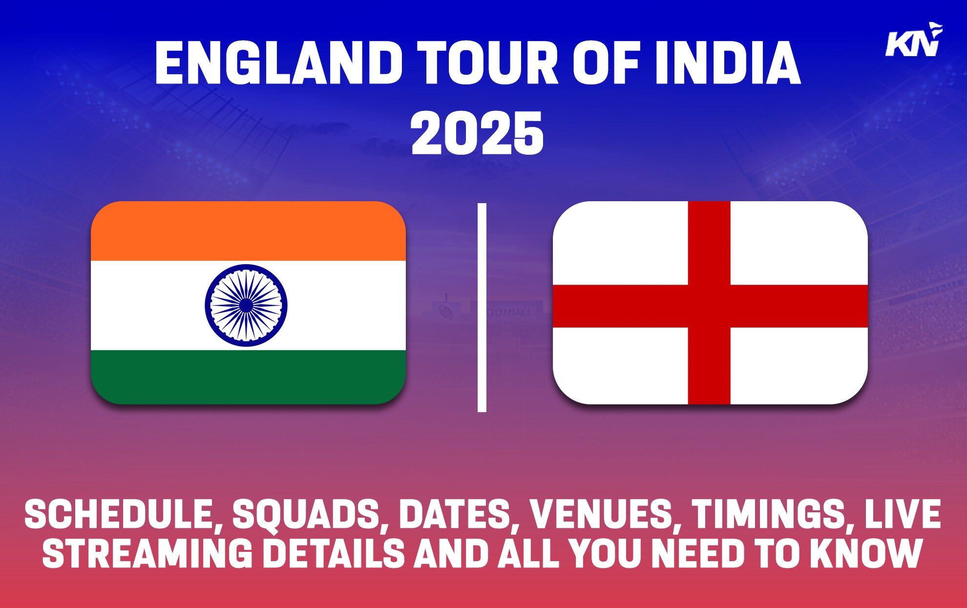 England tour of India 2025 Schedule, squads, venues, dates, timings