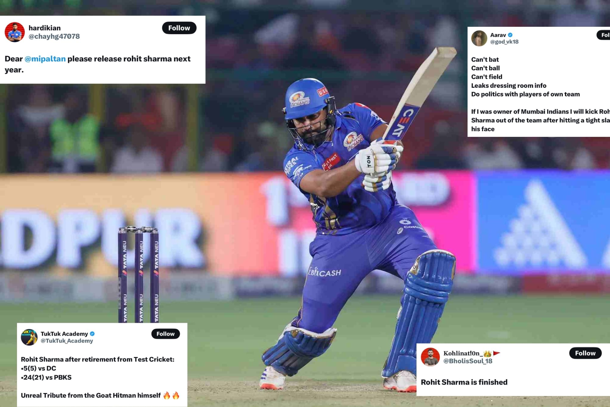 IPL 2025: Rohit Sharma should retire from IPL fans react to hitmans failure in crucial match against PBKS