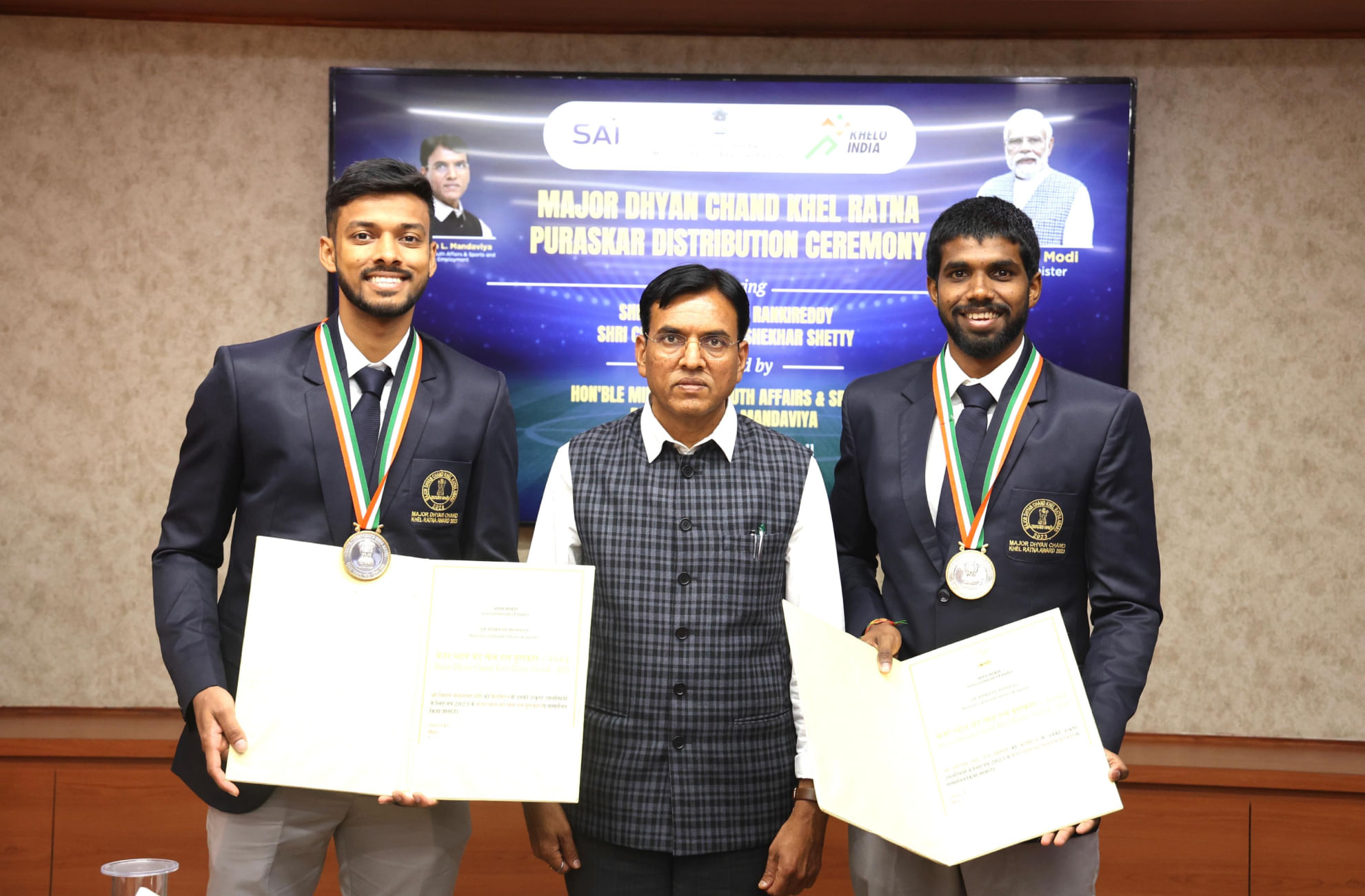 Satwik-Chirag honoured with Major Dhyan Chand Khel Ratna award
