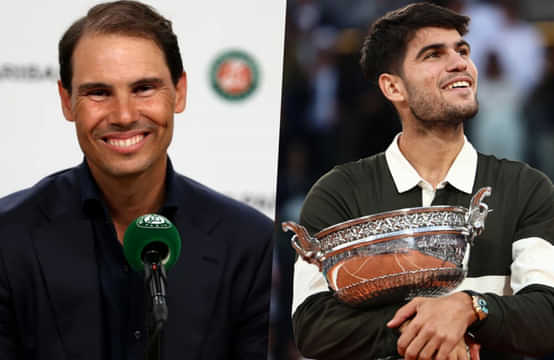 Rafael Nadal congratulates Carlos Alcaraz on winning French Open 2025 title