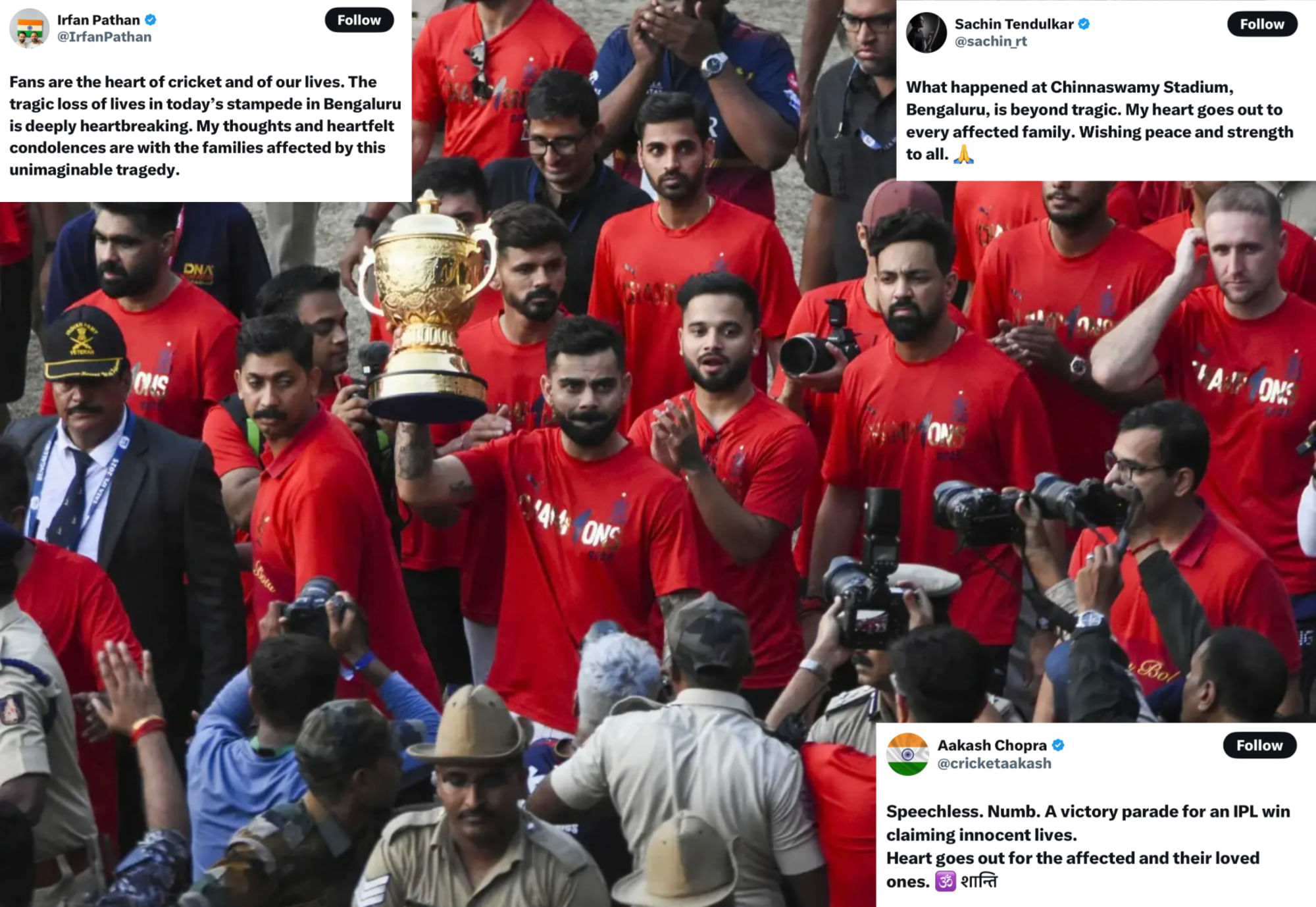 IPL 2025: Heartbreaking- Cricket fraternity mourns loss of lives due to stampede in RCBs victory celebration